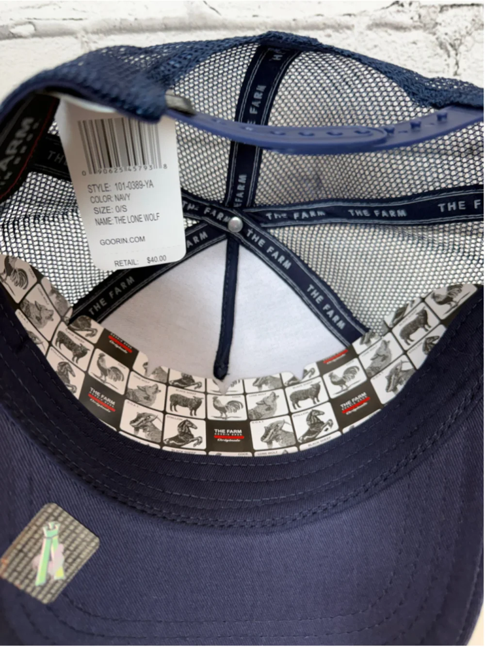 Men’s Goorin Bros Lone Wolf Hat Navy Blue Trucker Hat The Farm OSFM NWT